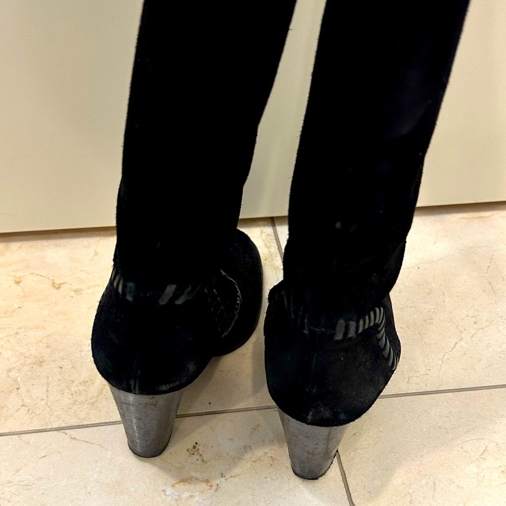 Michael Kors suede knee high boots western whipstitch - Picture 4 of 8